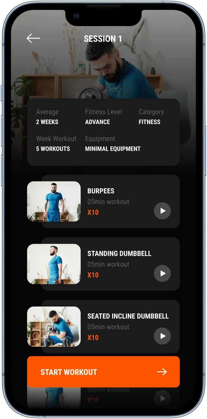 main workout screen