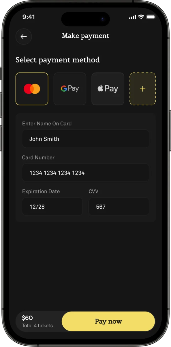 payment screen