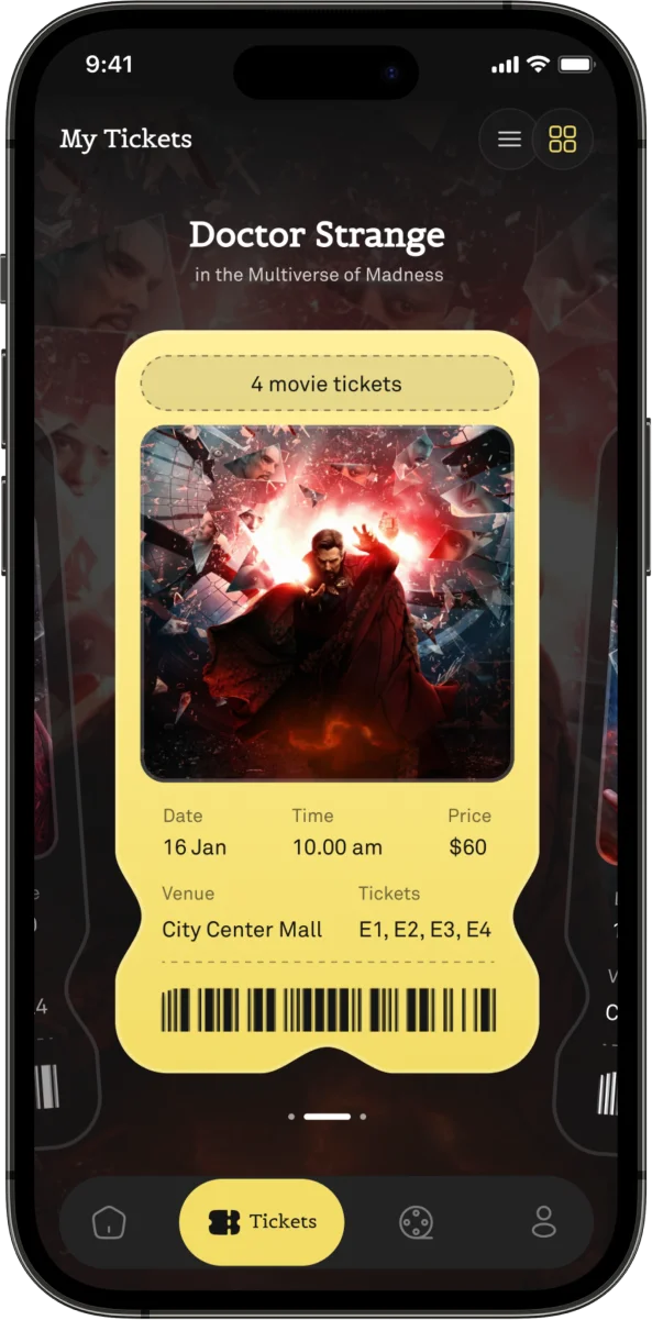 tickets screen