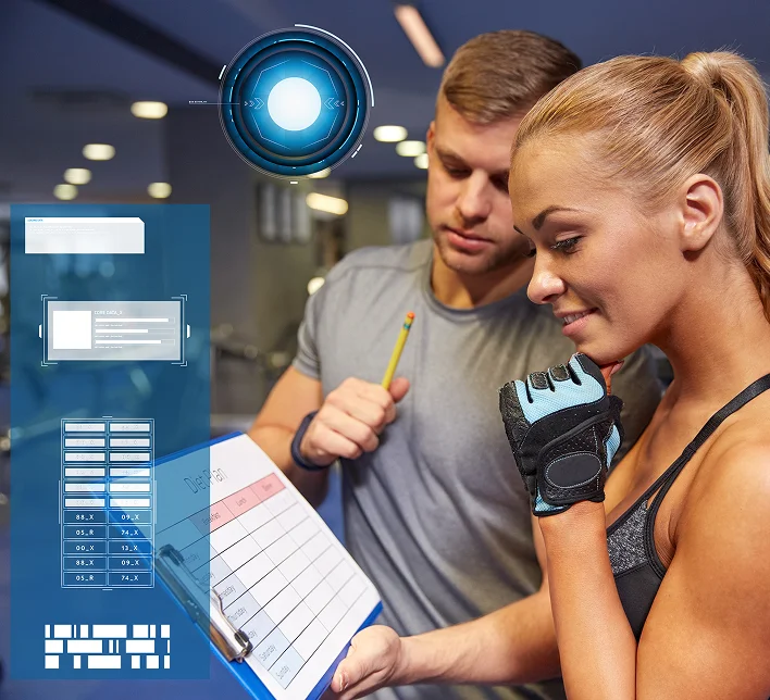 Personal trainer discussing fitness plan